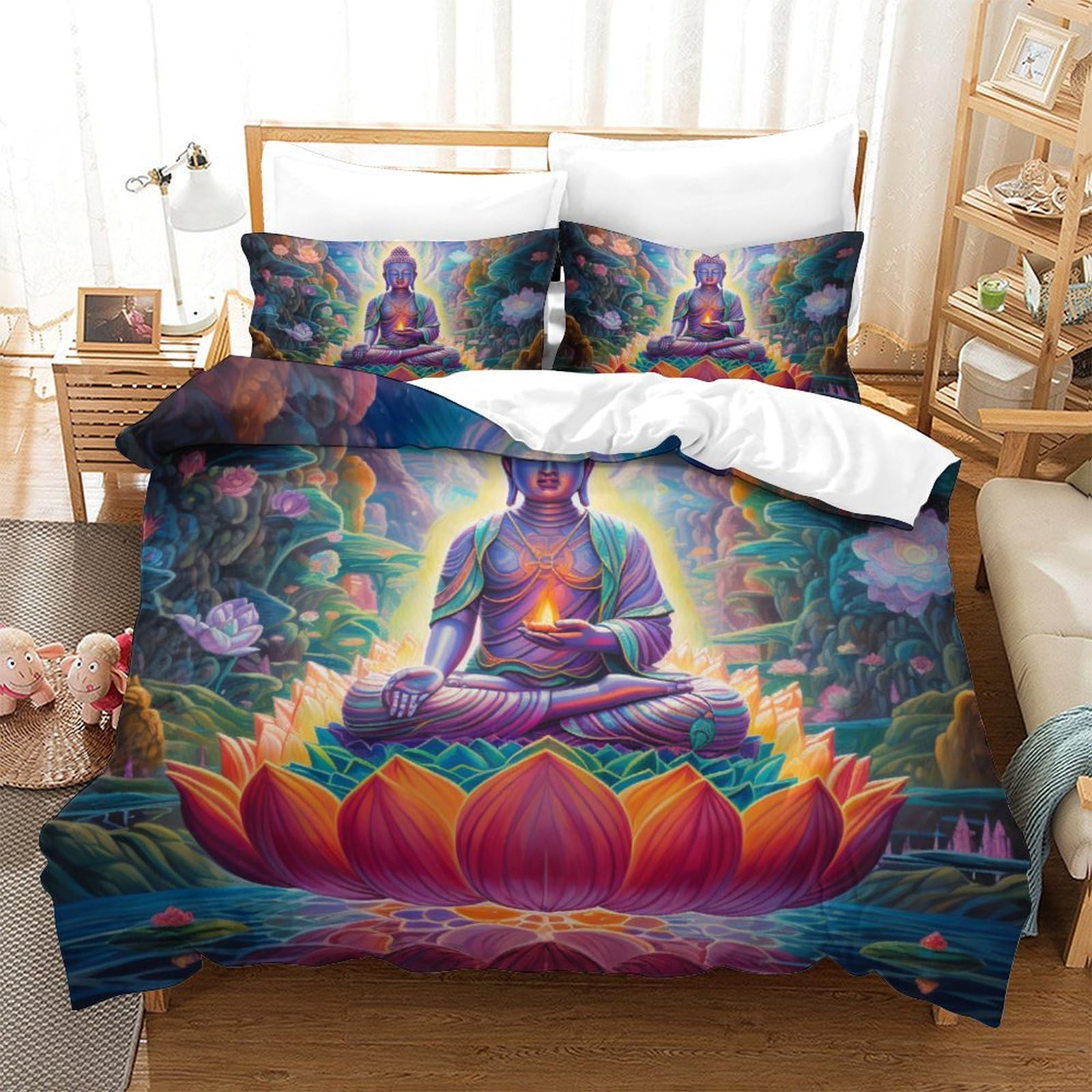 Parure de lit Bouddha 3D pour une chambre zen et relaxante Super King