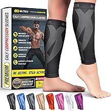 BLITZU Calf Compression Sleeve for Men &amp; Women Footless Compression Socks Support Runners Leg Sleeve Shin Splints Pain Relief