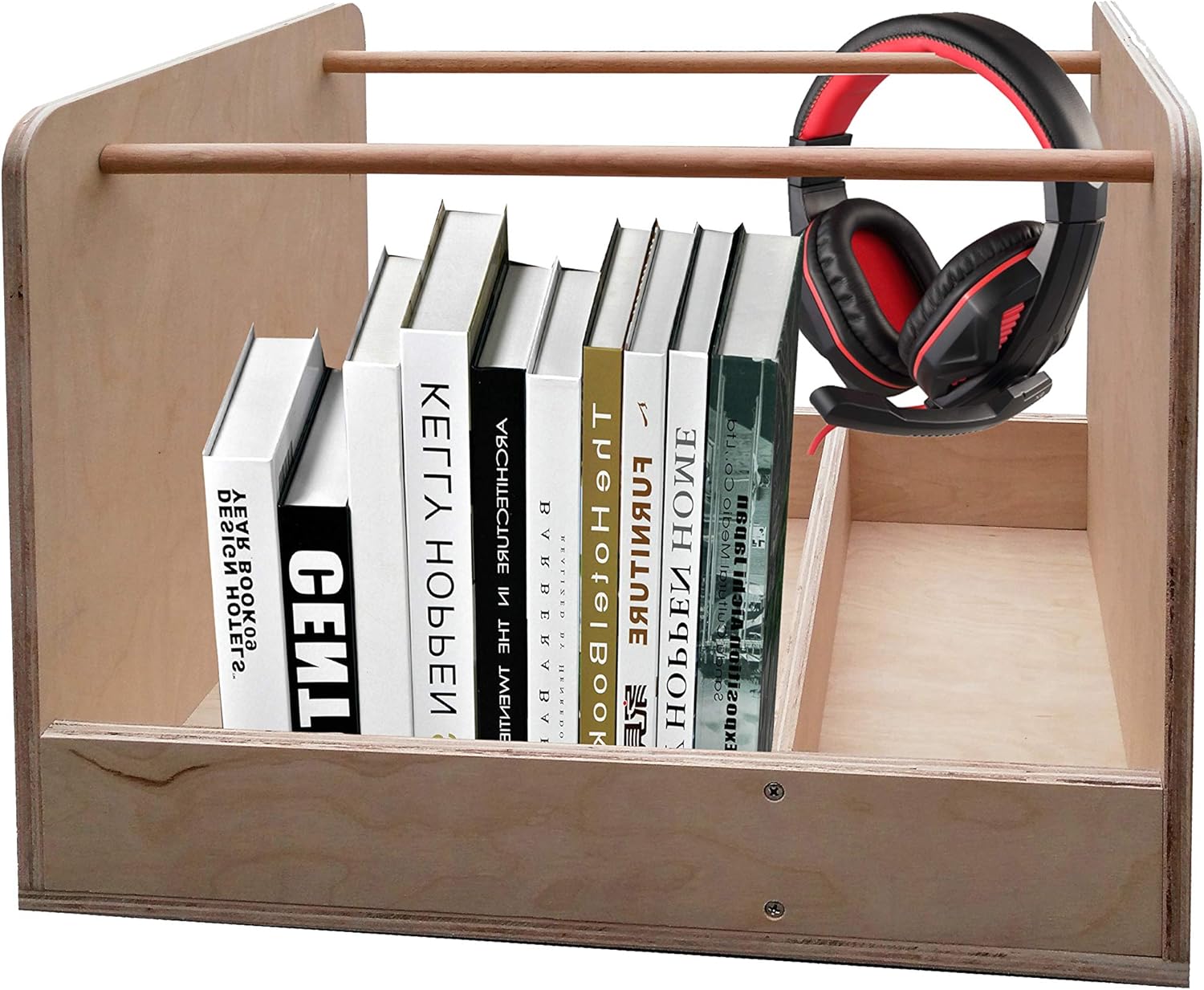 FixtureDisplays® Wooden Storage Case Audio Carrier Book Rack CD Holder Supplies Organizer, Natural Finish 18537-NPF