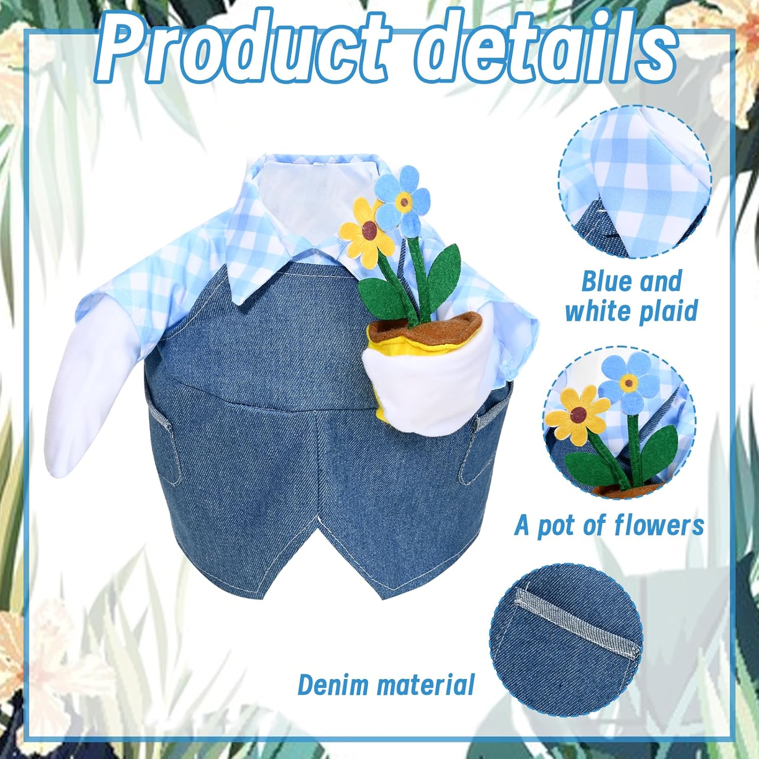 Gardener Porch Goose Outfits Spring Goose Outfit Cute Lawn Porch Goose Clothes Fits 23" Cement Plastic Goose Statue for Outdoor Garden Yard Patio Art Decor (Style3) - Image 2