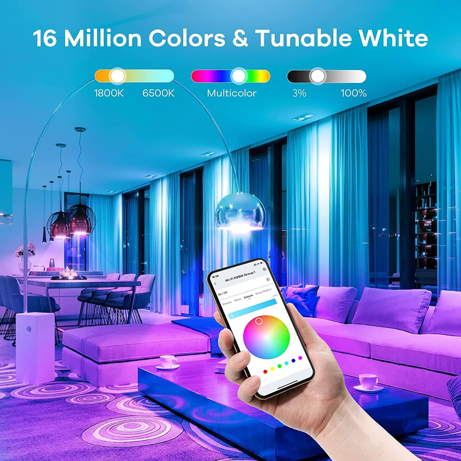 Linkind Smart WiFi Light Bulbs with Remote Control, RGBW Color Changing LED Light Bulb (2nd Gen), A19 60W Equivalent Dimmable Bulb Compatible with Alexa & Google Home, 2700K~6500K, 6-Pack