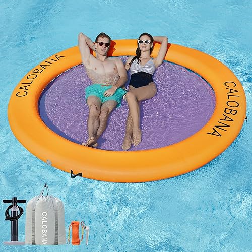 Miniatura 7 de Anillo Flotante Redondo Inflable Hamaca de Agua Flotadores de Río de Alta Resistencia Flotadores de Lago para Adultos Plataforma de Isla Flotante