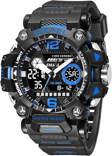 AIMES Mens Watches Sports Outdoor Waterproof Military Watch for Men Tactical Watch Analog Digital Date Alarm Stopwatch Multi-Function Tactics Big