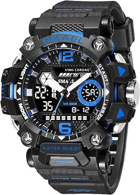SMAEL Men's Watches Outdoor Sport Military Watch Waterproof Analog-Digital Multi Function Electronic LED Alarm Stopwatch Quartz Wristwatches