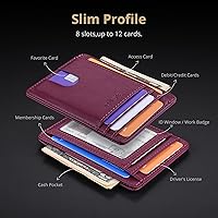 Vista 63 de Buffway - Billetera delgada minimalista de cuero con protección RFID para hombre y mujer Café Lichee