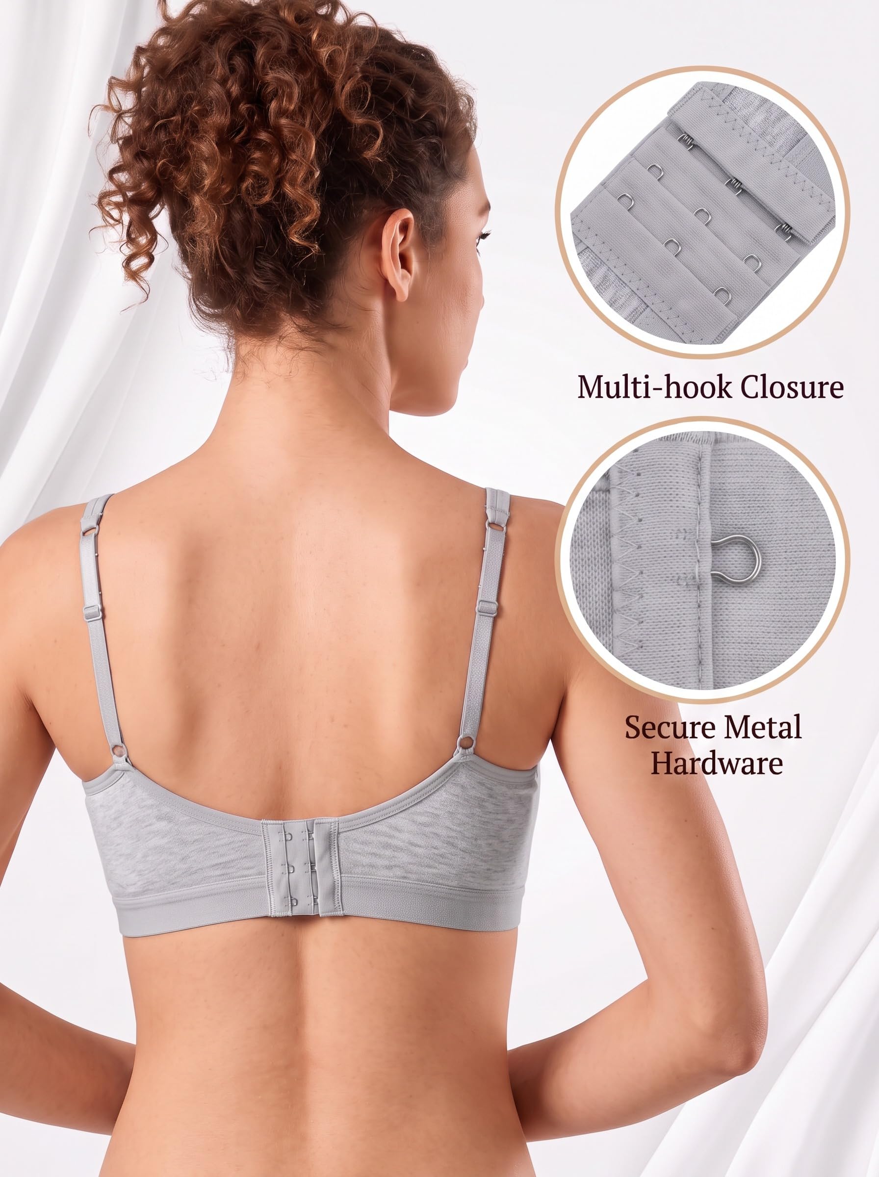 3 Pezzi Mini Reggiseno Canotta Reggiseno Imbottito Canotta Reggiseno Donna Reggiseno Sportivo con Spalline, Nero, Bianco, Grigio., S