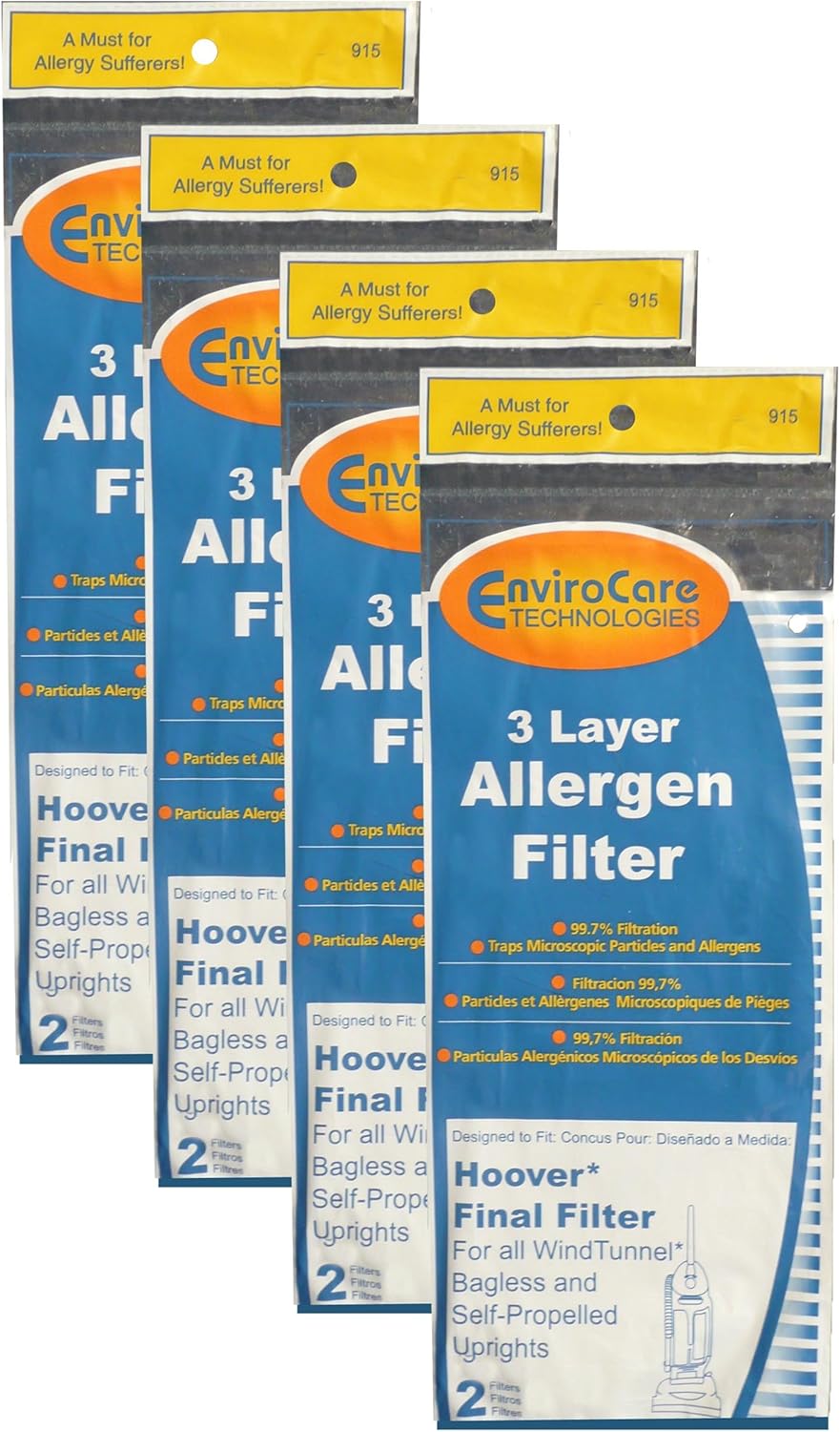 (8) Hoover WindTunnel Self Propelled 3 Layer Final Vacuum Filters, Bagless, Upright, Widepath, Empower, Foldaway, PowerMax Vacuum Cleaners, 40110006, 38766021, 38766-021, H-38766021