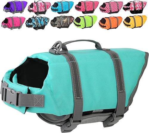 Doglay Dog Life Jacket with Rescue Handle, Dog Life Vest for Swimming Boating, Adjustable Reflective Puppy Swim Vest with Superior Buoyancy for Small Medium Large Dogs