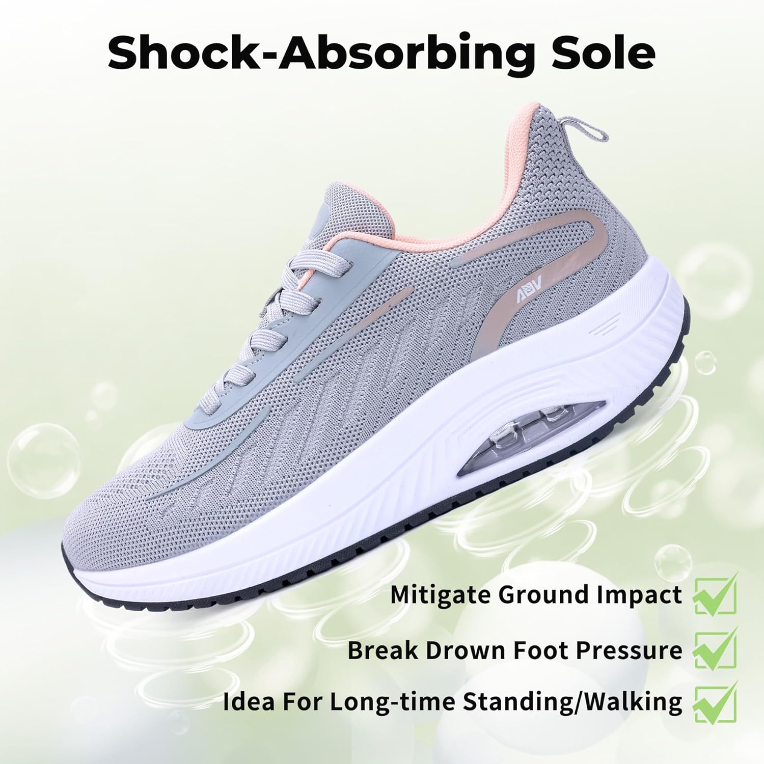 AOV Wide Walking Shoes Women Arch Support Plantar Fasciitis Tennis Sneakers Orthotic Tennis Shoes for Workout Gym Black Size 8 - Image 5