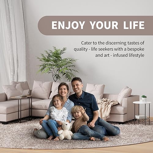 Miniatura 6 de Mesas auxiliares para sala de estar, mesa auxiliar resistente con marco de metal, moderno sofá pequeño y mesita de noche, mesa auxiliar redonda