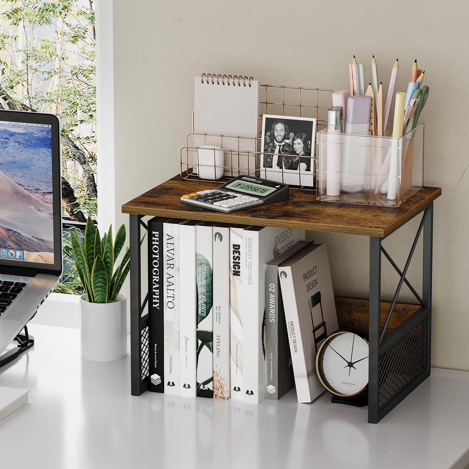 Soporte de impresora para escritorio, soporte de impresora de escritorio, organizador para oficina en casa, para encima y debajo del escritorio, escáner de fotocopiadora de máquina de fax, 3