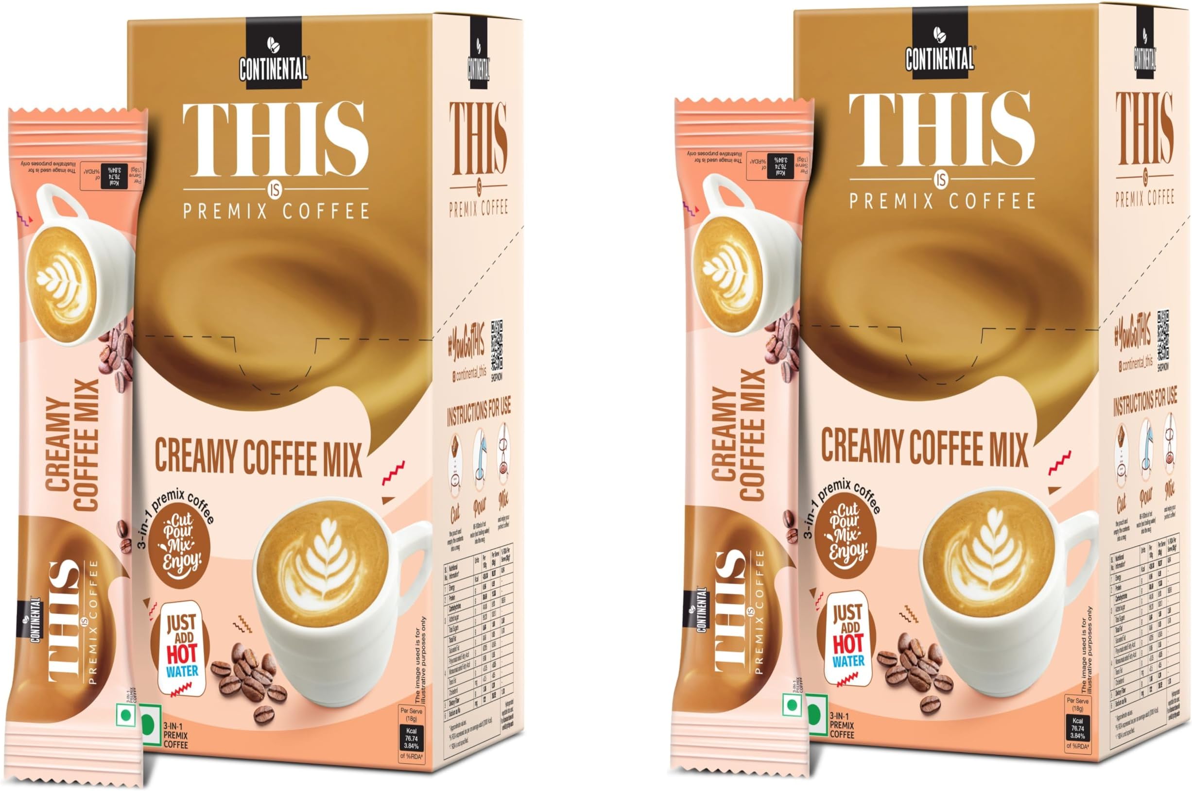 Creamy Coffee 180g | 3in1 Instant Premix Coffee Powder | 20 Sachets | Just Add Hot Water - Cafe Like Coffee