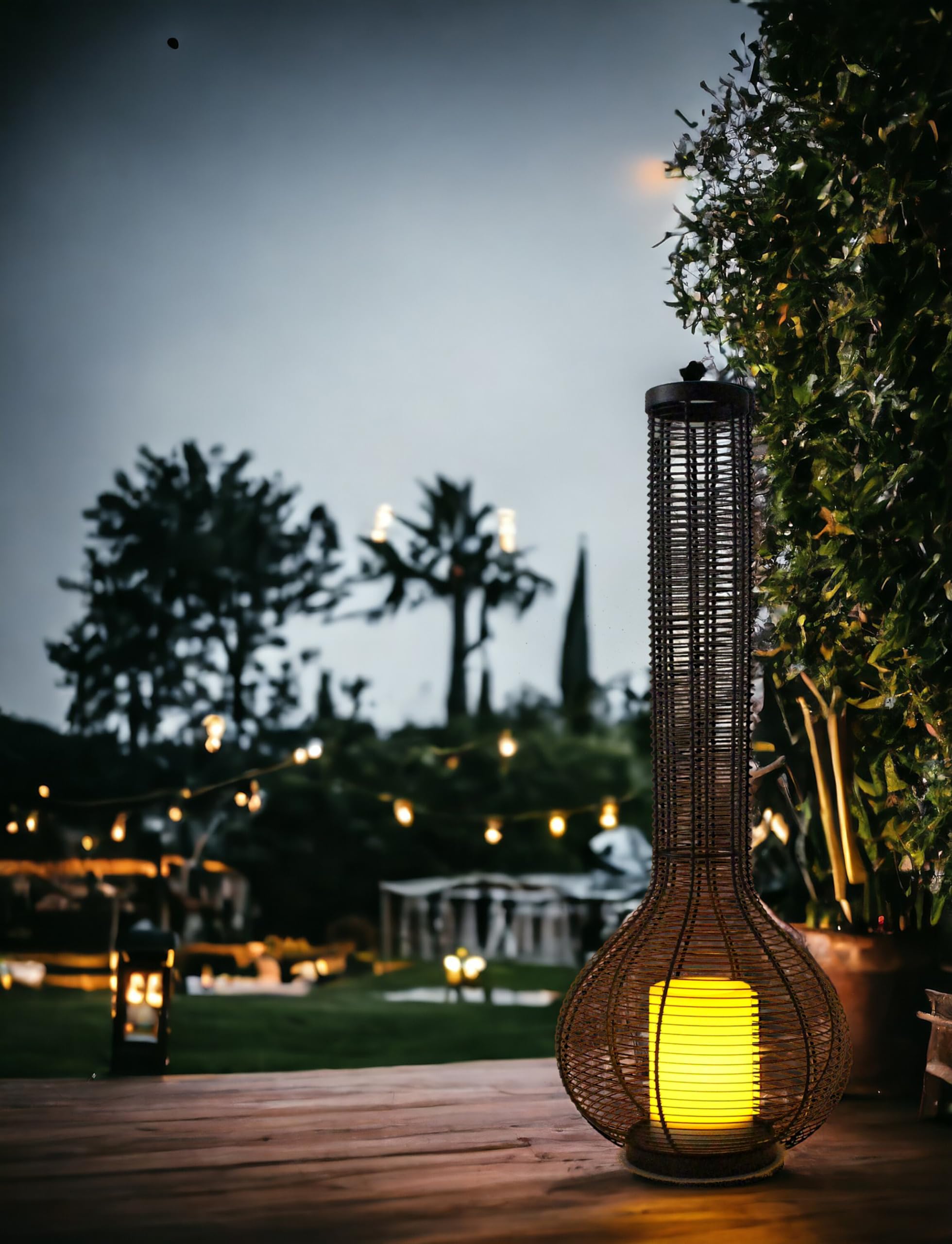 Solar Laterne XXL 75cm Höhe mit LED Kerze Solarlampe Solarleuchte Lampe Gartenleuchte Gartenlampe Solarlaterne Schwarz