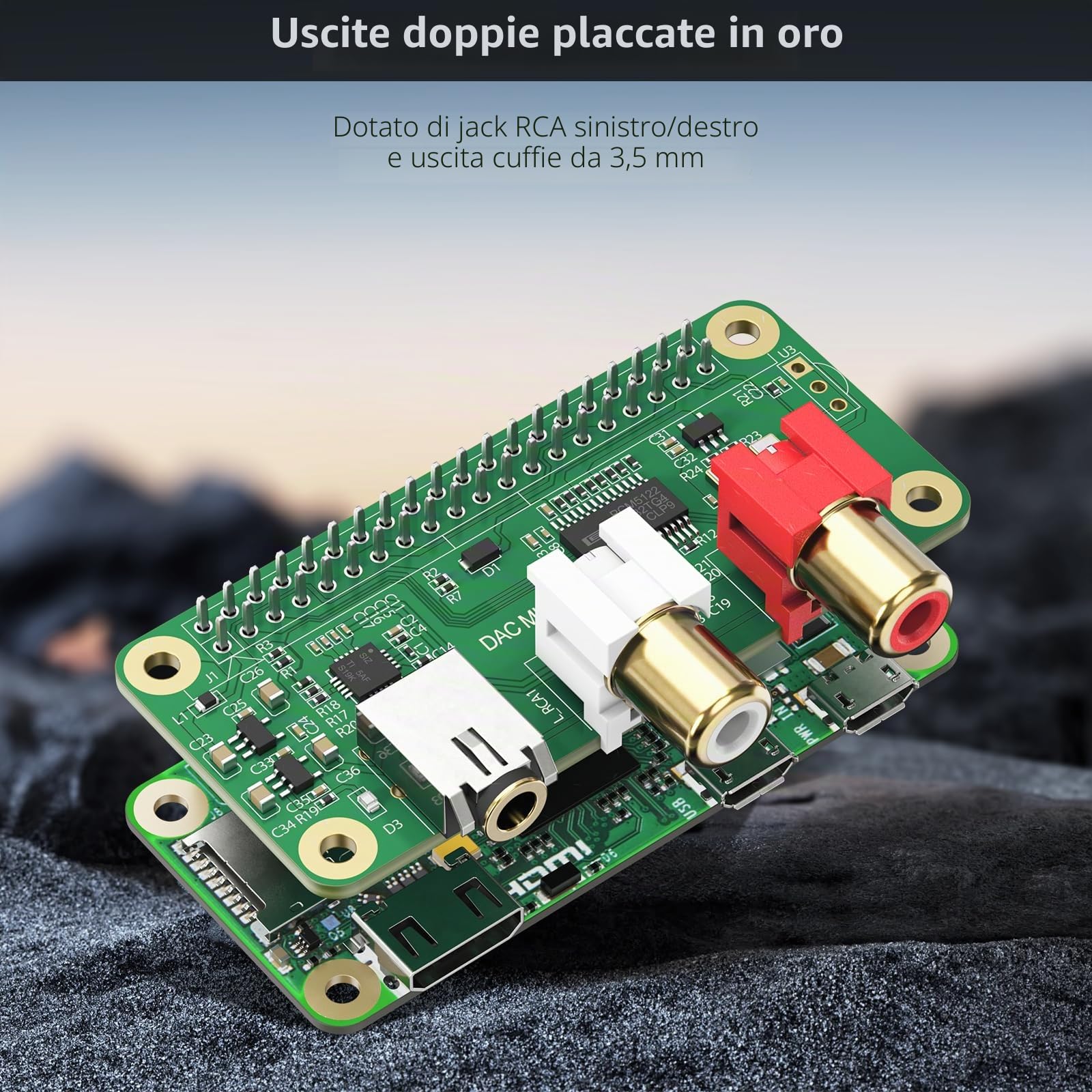 InnoMaker DAC Mini Hat Scheda Audio PCM5122 per Raspberry Pi 5/4/3B+/Zero 2W, Shield Audio HiFi 384kHz/32bit con Uscita RCA e 3.5mm