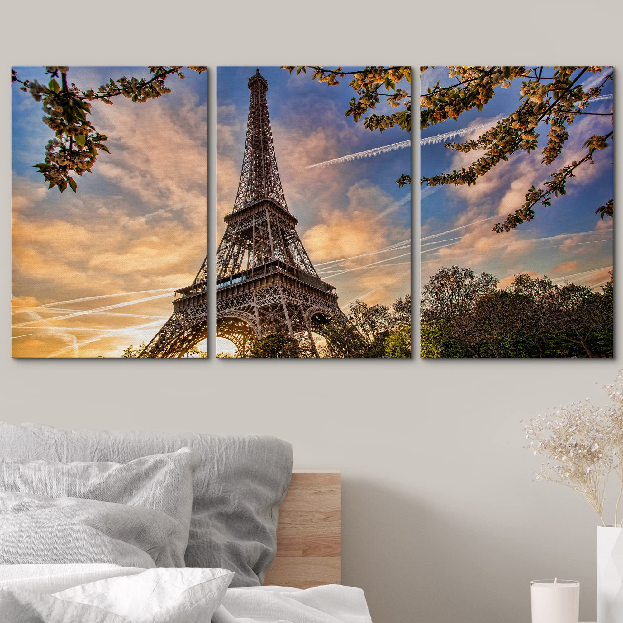 Amazon.com: wall26 - 3 Piece Canvas Wall Art - Eiffel Tower with