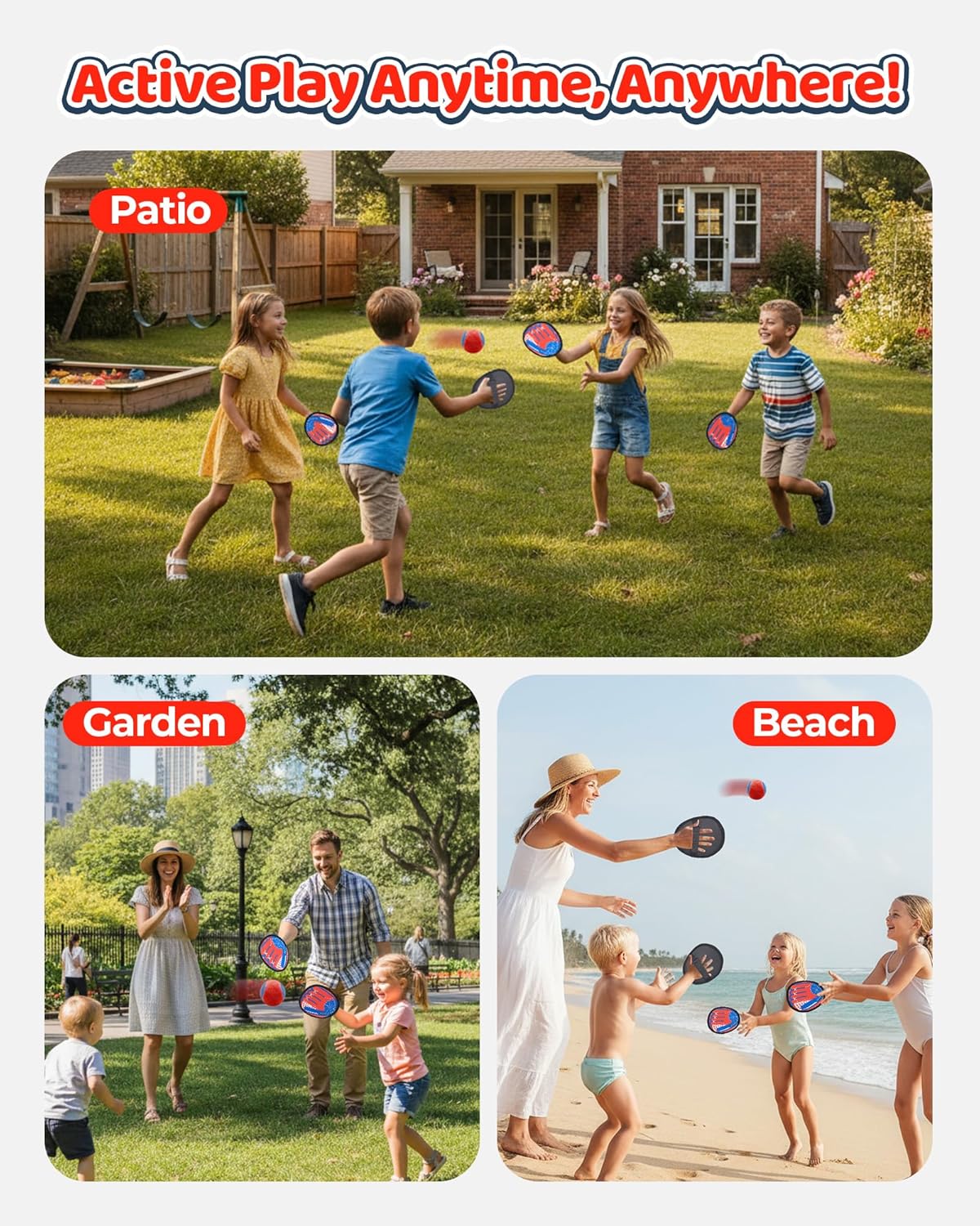 Toss and Catch Ball Game Set, Toddler Baseball Glove for Beach Pool Yard, Kids Sports & Outdoor Play Toys with Family, Fun Birthday Gift for Ages 3 4 5 6 7 8-12 Year Old Boys Girls