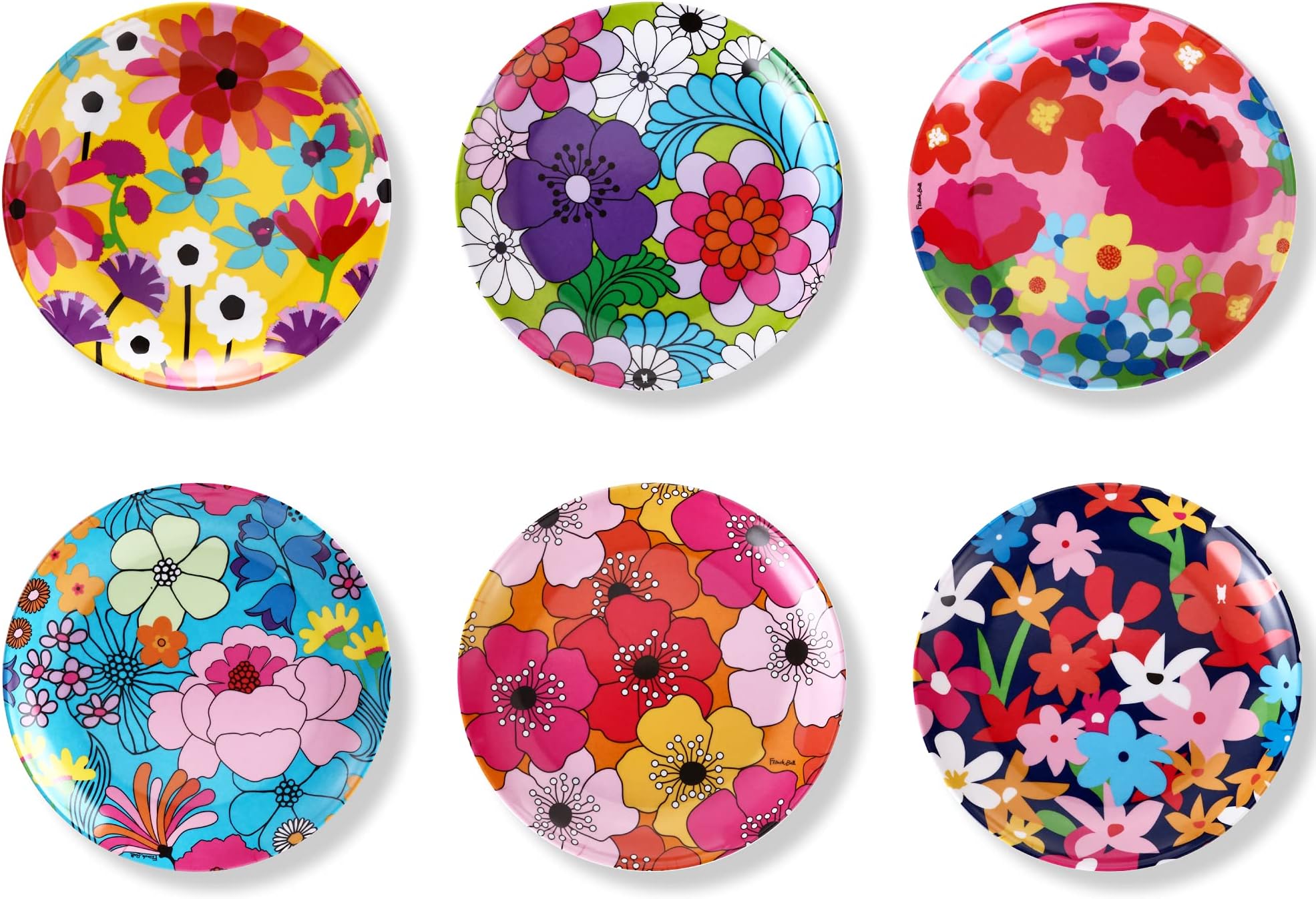 French Bull Melamine Assorted Plates-6 Piece Set -Melamine Dinnerware-Platter, Serving, Party, Platter, Dish (6" Appetizer Plate, Garden Floral)