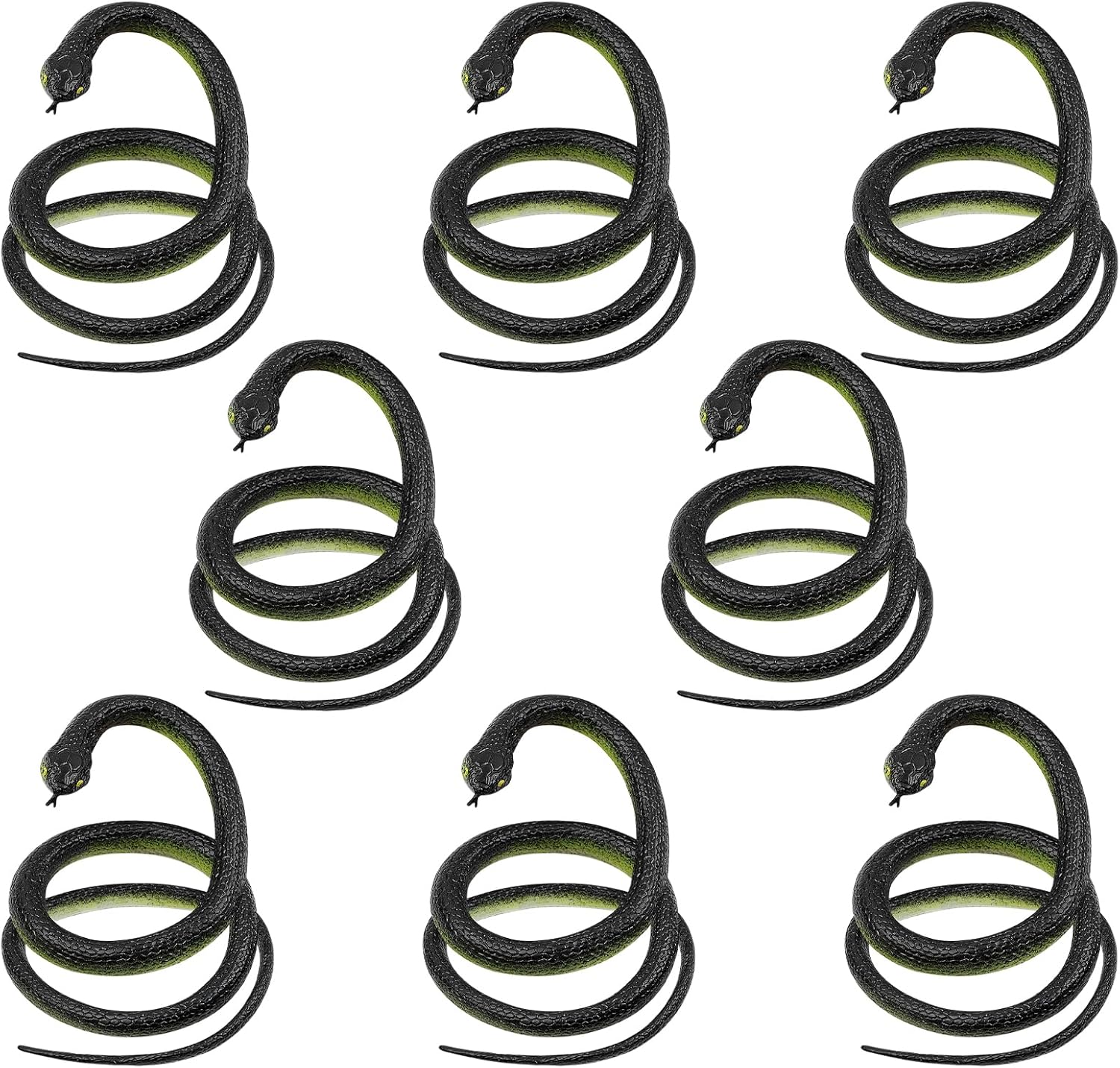 Fake Snakes 8 Pack Realistic Rubber Snakes Keep Birds Squirrels Away, Garden Snake Prop for Halloween Decoration Prank Props