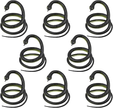 Fake Snakes 8 Pack Realistic Rubber Snakes Keep Birds Squirrels Away, Garden Snake Prop for Halloween Decoration Prank Props