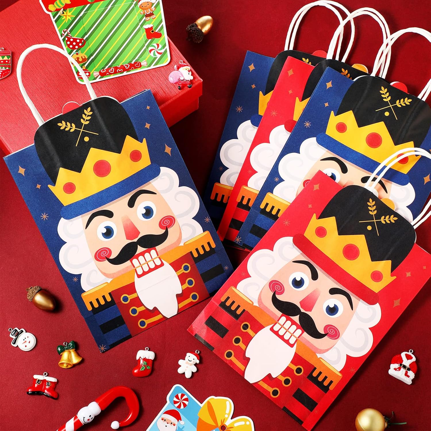 Funrous 16 Pieces Nutcracker Christmas Gift Bags Nutcracker Party Supplies Christmas Holiday Candy Goodie Treat Bags Bulk with Handles for Winter Holiday Party Supplies Favors Presents : Health & Household