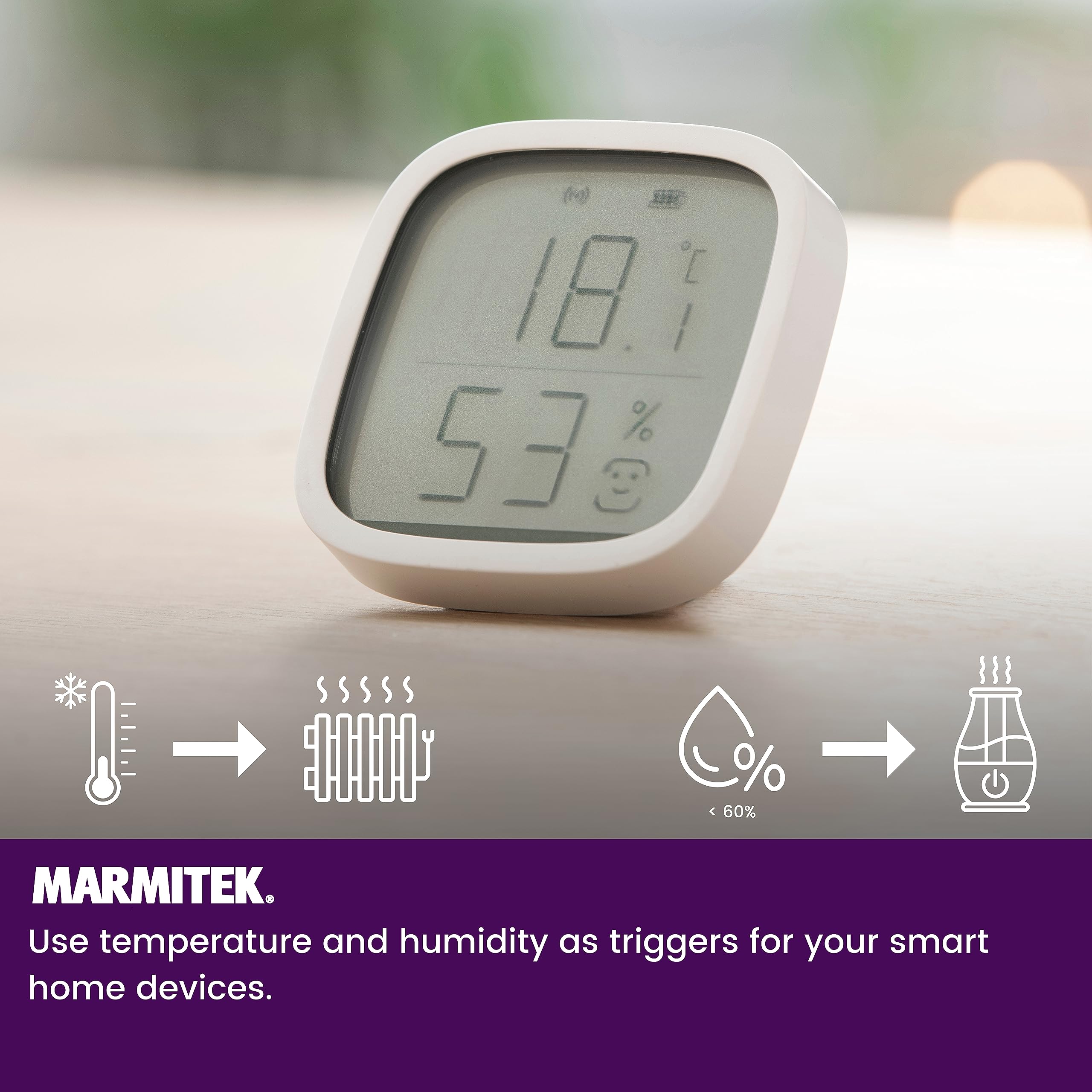 Zigbee Zigbee 3.0 Luchtvochtigheids- en temperatuurmeter, Marmitek Sense MO, hygrometer (temperatuur en vochtigheid), sensor, draadloos