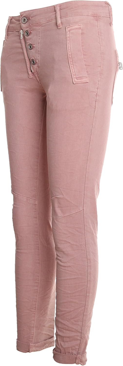 Basic.de Cotton Stretch Trousers in Jogging Pants Style 8139 M Rosa 4-knopf und Reiverschluss