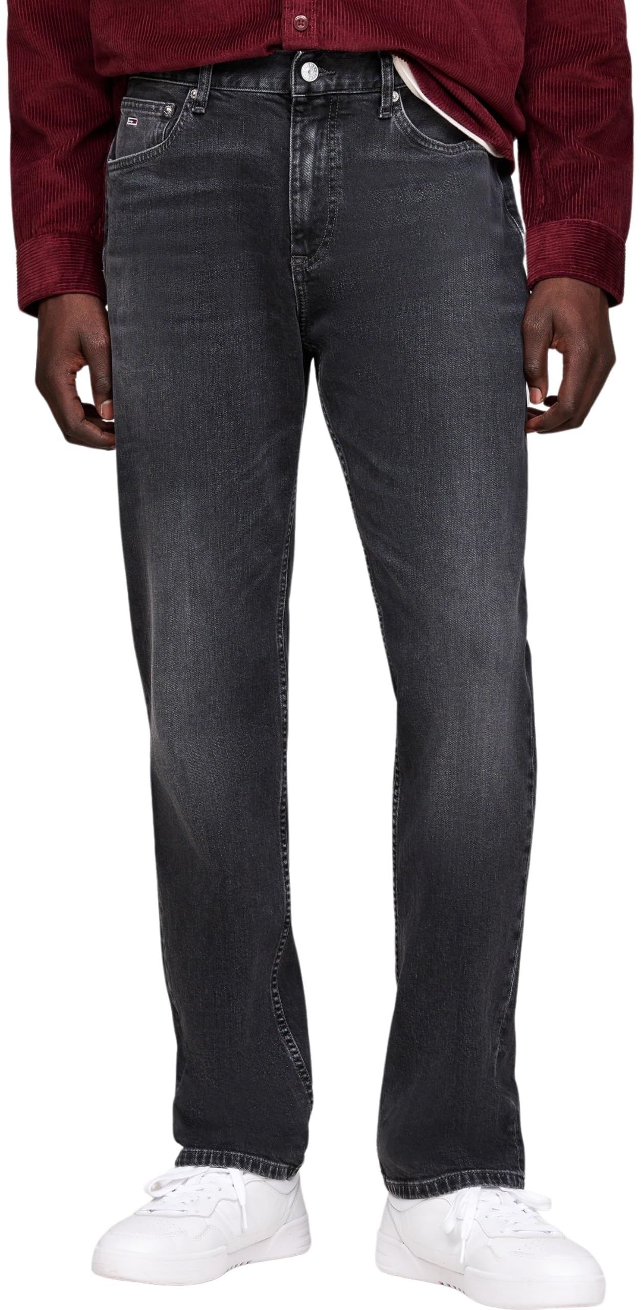 Tommy Jeans Men’s Ryan Straight Regular Fit Jeans, Black (Denim Black), 33W/36L