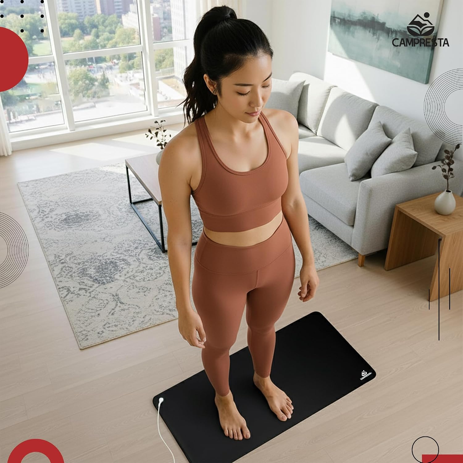 Grounding Mat for Feet 15.7" x 23.6" – Anti Slip Waterproof Pad with 15ft Cord, Earthing Mat Grounding Pad for Bed, Chair, Yoga, Relaxing, Sleeping & Working