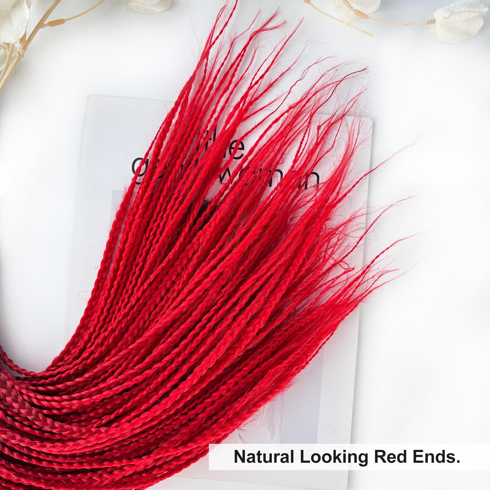 Trenzas de ganchillo color rojo degradado, preenlazadas, 50,8 cm, T1B/rojo, para mujeres africanas, niñas, 6 paquetes de extensiones de trenzas de ganchillo de tamaño pequeño (negro a rojo, 20
