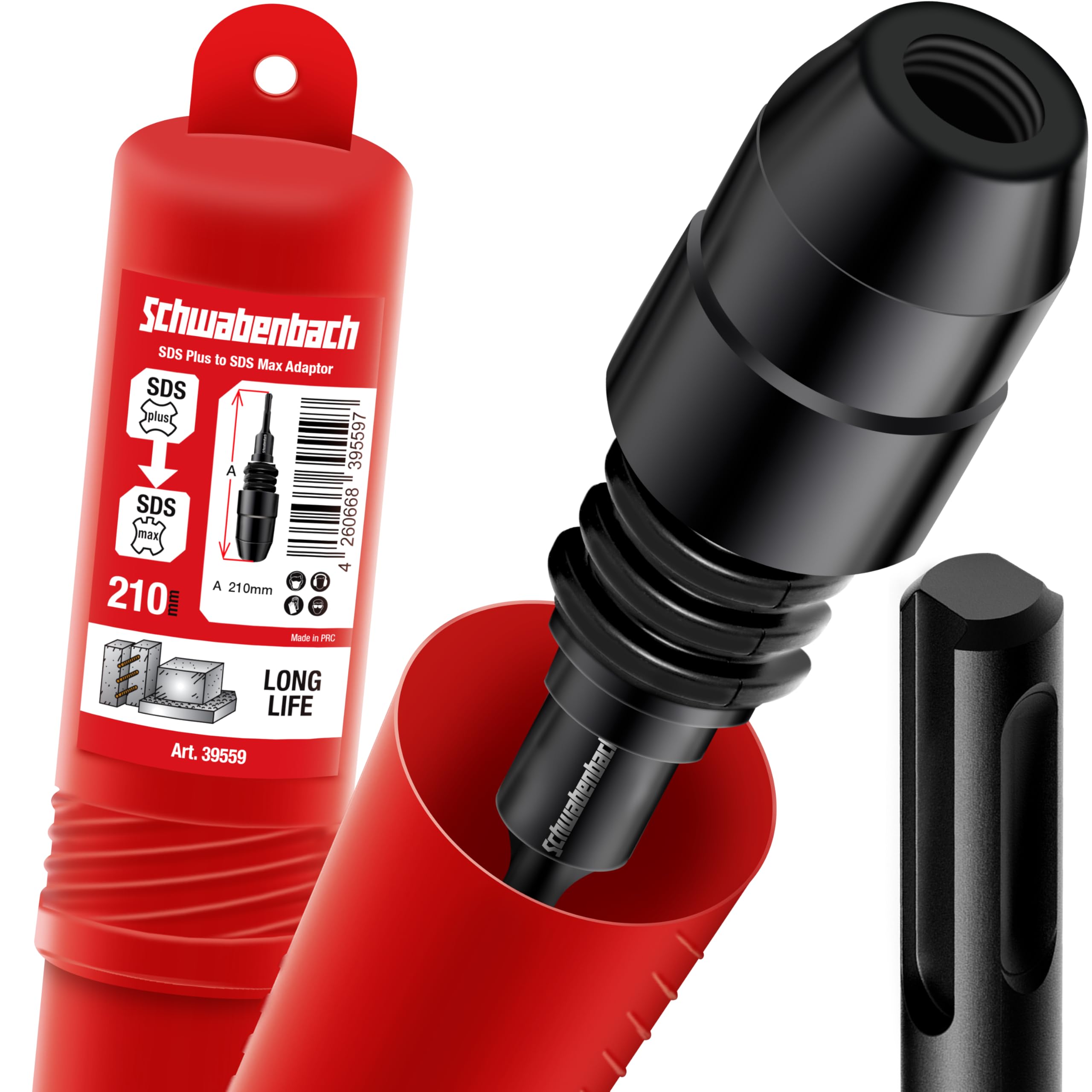 SCHWABENBACH® Adaptador SDS Plus a SDS Max | Convertidor para Usar Brocas y Cinceles SDS Max en Martillos con Conexión SDS Plus - Cincel Albañil