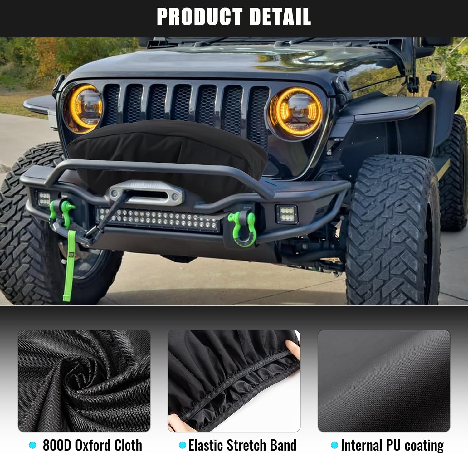 Winch Cover, Newly Upgraded Heavy-Duty Waterproof 800D Oxford Fabric Cover for 8500-12500 lbs Electric Winches, Dust-proof, Anti-UV, Durable (22"x10.5"x8.1")