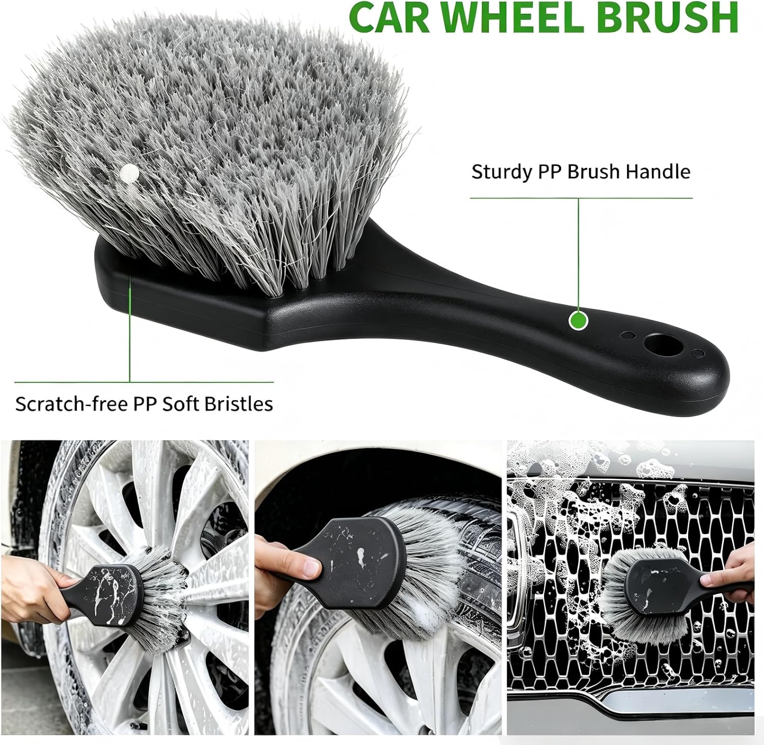 14Pcs Car Wash Kit, 62'' Car Wash Brush with Long Handle, Microfiber Scratch-Free Carwash Brush Mop Mitt Kit Car Car Washing Supplies Cleaning Kit for Cars RV SUV Truck Boat Green thumbnail