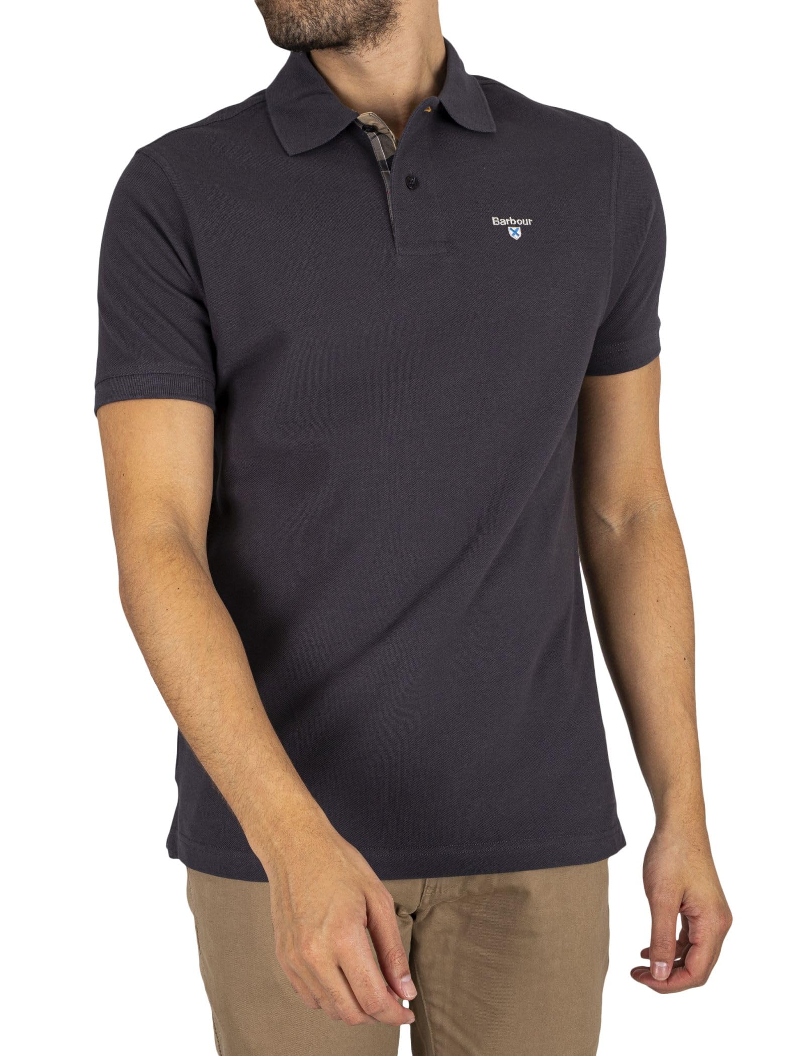 Barbour Hombre Polo De Piqué De Tartán, Navy/Dress Blue, XXL