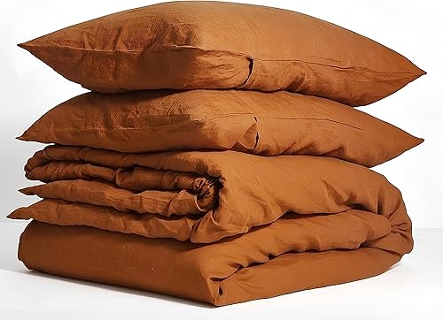 Miniatura 2 de INDACORIFY Juego de funda de edredón de algodón lavado canela, juego de ropa de cama bohemio, tamaño individual, matrimonial, queen, king, lavado a