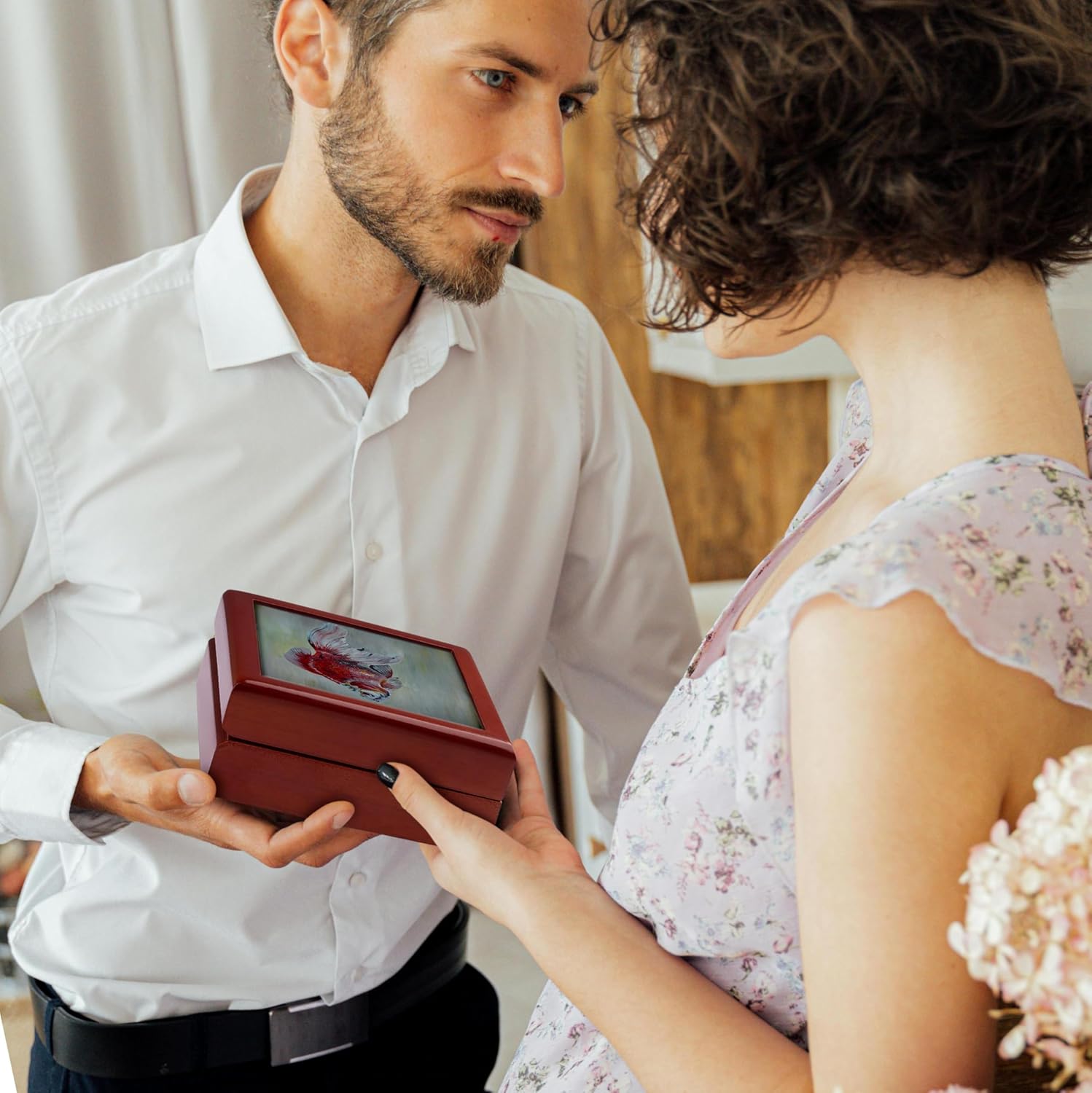 3dRose Ryukin Goldfish - goldfish, ryukin,fantail, fish, aquarium fish,fresh water fish, red and white fish, Jewelry Box jb-46749-1