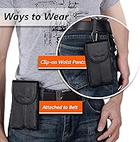Vista 6 de Hengwin Funda de cuero genuino para teléfono celular para cinturón de hombre, soporte vertical para teléfono, bolsa para cinturón para iPhone 15 Pro