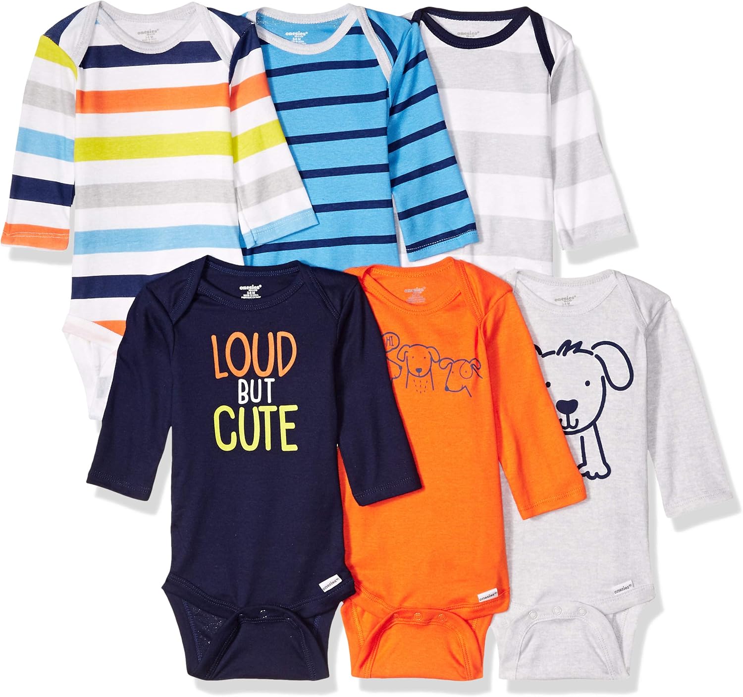 Onesies Brand unisex-baby 6-pack Long Sleeve Bodysuits