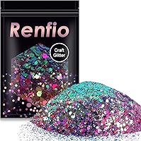 Vista 16 de Renfio Chameleon Purpurina Gruesa con Brillo, Juego de Purpurina de Resina de 16 Colores que Cambian de Color, Cada uno 10g/0.35oz, Copos