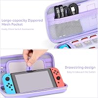 innoAura 16-in-1 Nintendo Switch Táska Szett - Hordozótok, Játéktartó, Védőtok, Állvány, Joystick Kupak - Lila-Szürke 5
