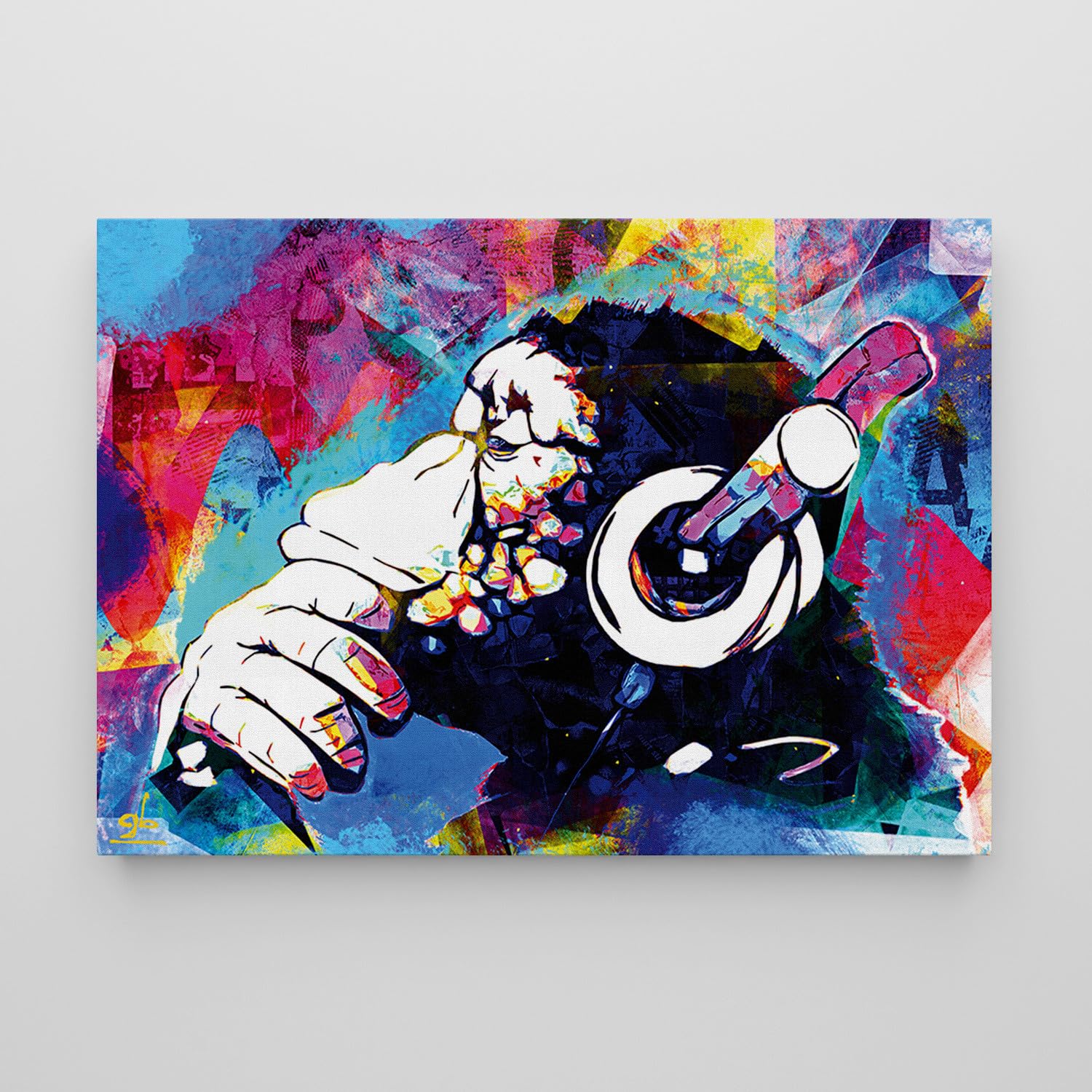Giallobus - Quadro - Art Pop Art - Tela Standard - 70L x 50l cm - 11 - Music Monkey Pop Art - Pronto da appendere - Quadri moderni per la casa