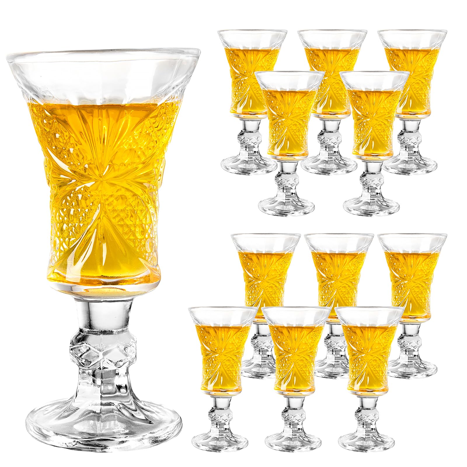 SuproBarware Round 45ml Shot Glasses Clear Heavy Base Shot Glass Set of 12 for Home Bar Cocktail, Vodka, Espressos, Liqueurs and Tequila (Transparent-B Style)