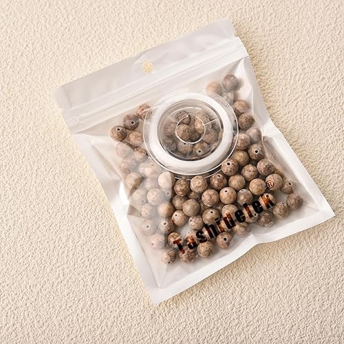 Miniatura 4 de 100 cuentas redondas sueltas de ágata natural de 0.315 pulgadas con agujero para collares, pulseras, aretes, con cordón elástico de cristal gratis