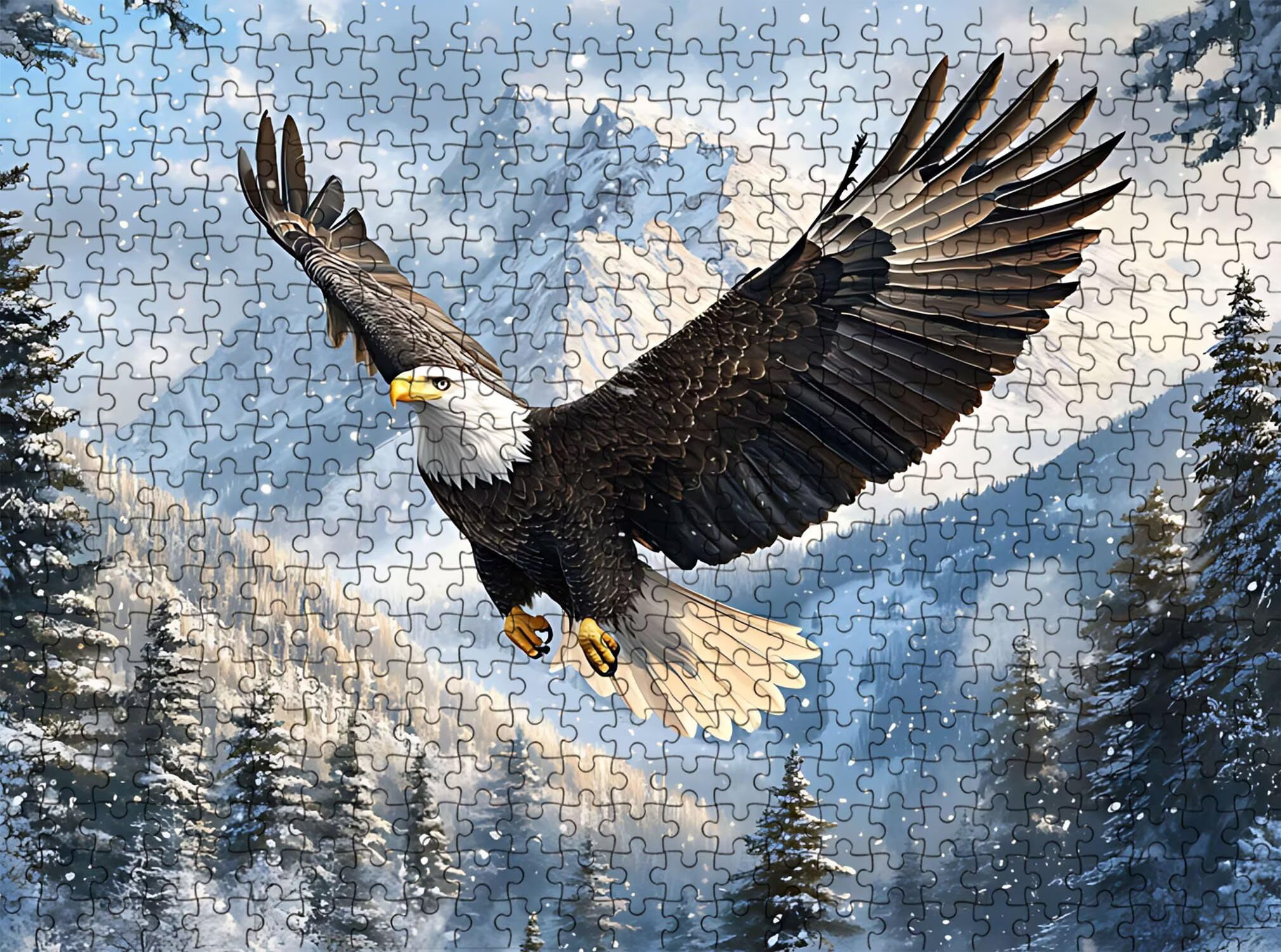 paesaggio aquila Puzzle 1000 Pezzi per Adulti, Puzzle in Legno - Collezione Classica con Poster Incluso - Sfida di Concentrazione e Passatempo Antistress, Gioco per Famiglia, 75 x 50 cm f0-517