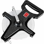 Champion Sports Open Reel Measure Tape with Metal Spike, Hand Crank - Open Tape Measure for Track and Field, Long Jump - Durable, Dual-Sided Measuring Reel with Feet and Meters - Multiple Lengths