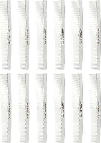 Allegro #420 Hair Combs - Barber, Beard, Mustache, and Pocket Combs for Women - 12 White Combs
