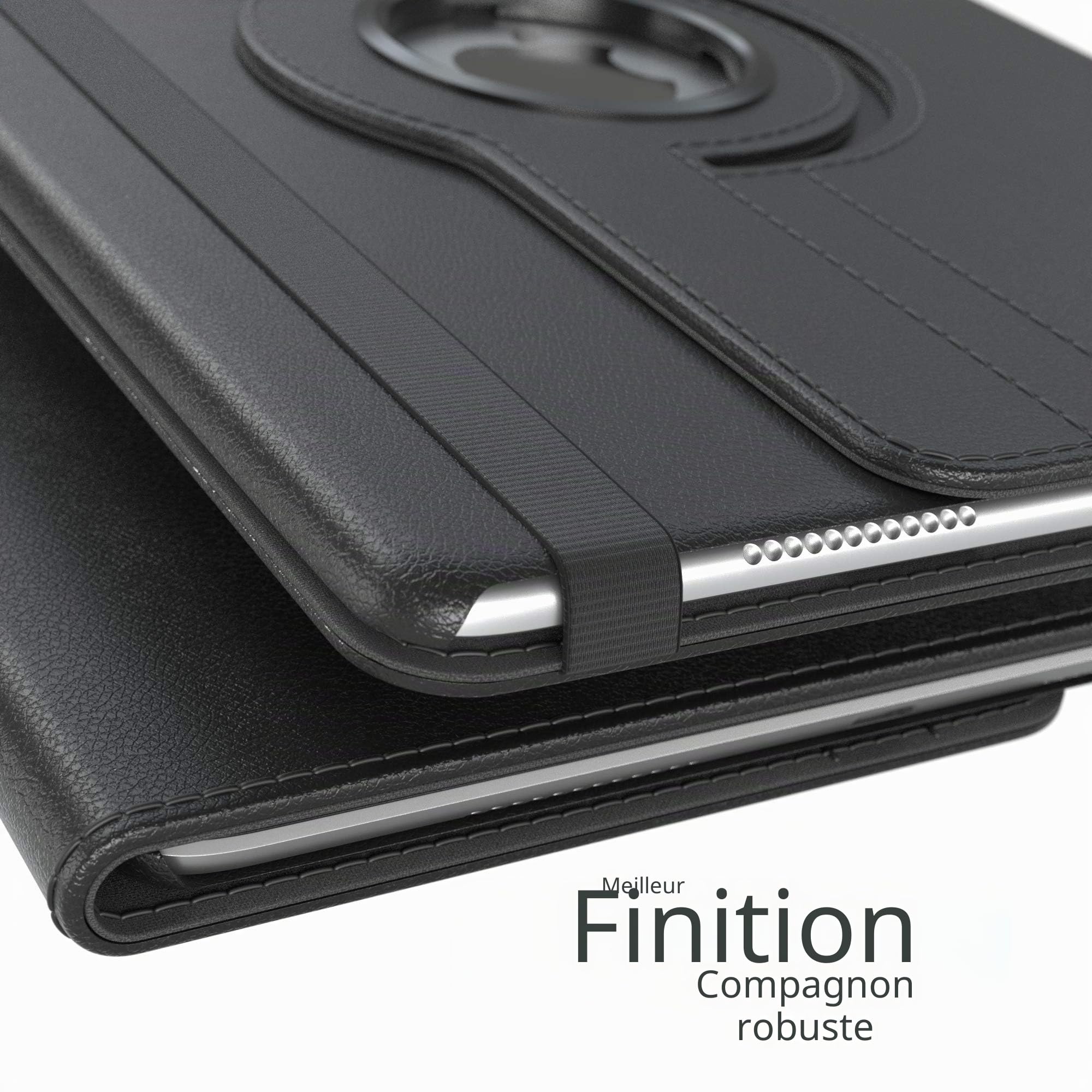 EAZY CASE - Pochette pour Tablette iPad Pro 9,7" (2016) Housse de Protection 9,7 Pouces Smart Cover Tablet Case Rotation à Placer à Rabat pivotant à 360° avec Fonction de Support Similicuir Noir