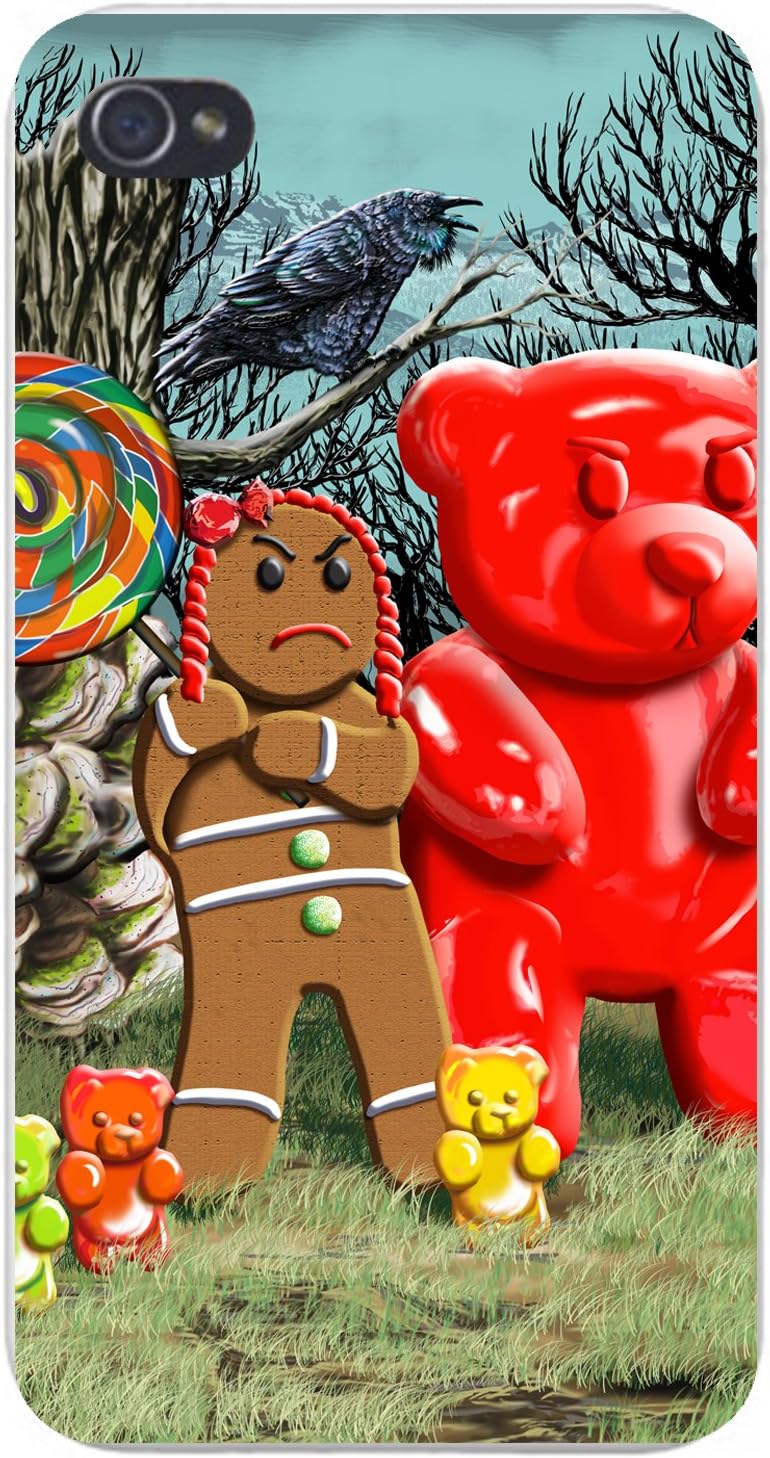 Hat Shark Apple iPhone Custom Case 5 / 5S White Plastic Snap On - Gingerbread Girl w/Gummy Bears, Crow, & Lollipop