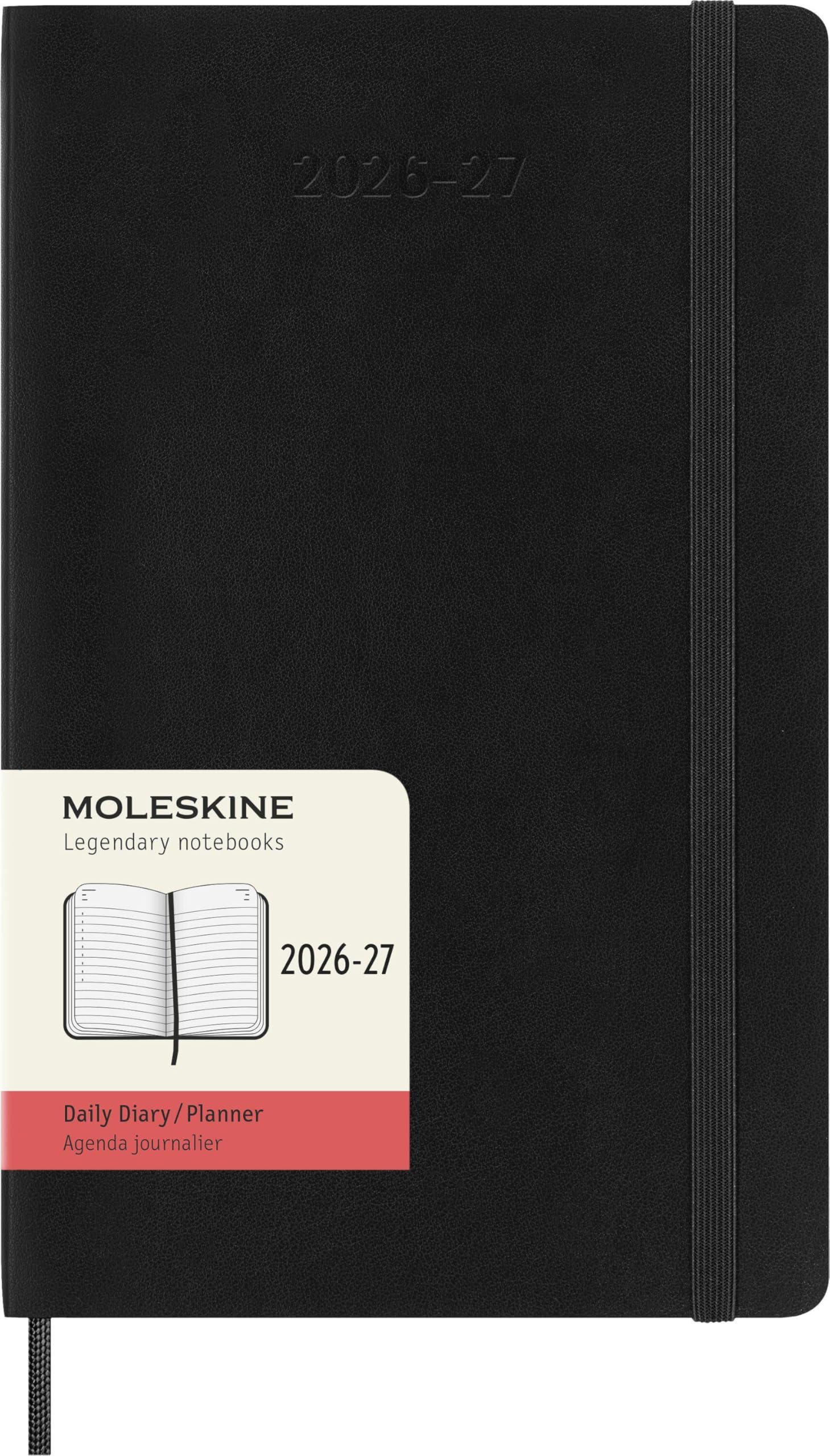 Moleskine 18 Monate Tagesnotizkalender 2026/2027, L/A5, 1 Tag = 1 Seite, Weicher Einband, Schwarz
