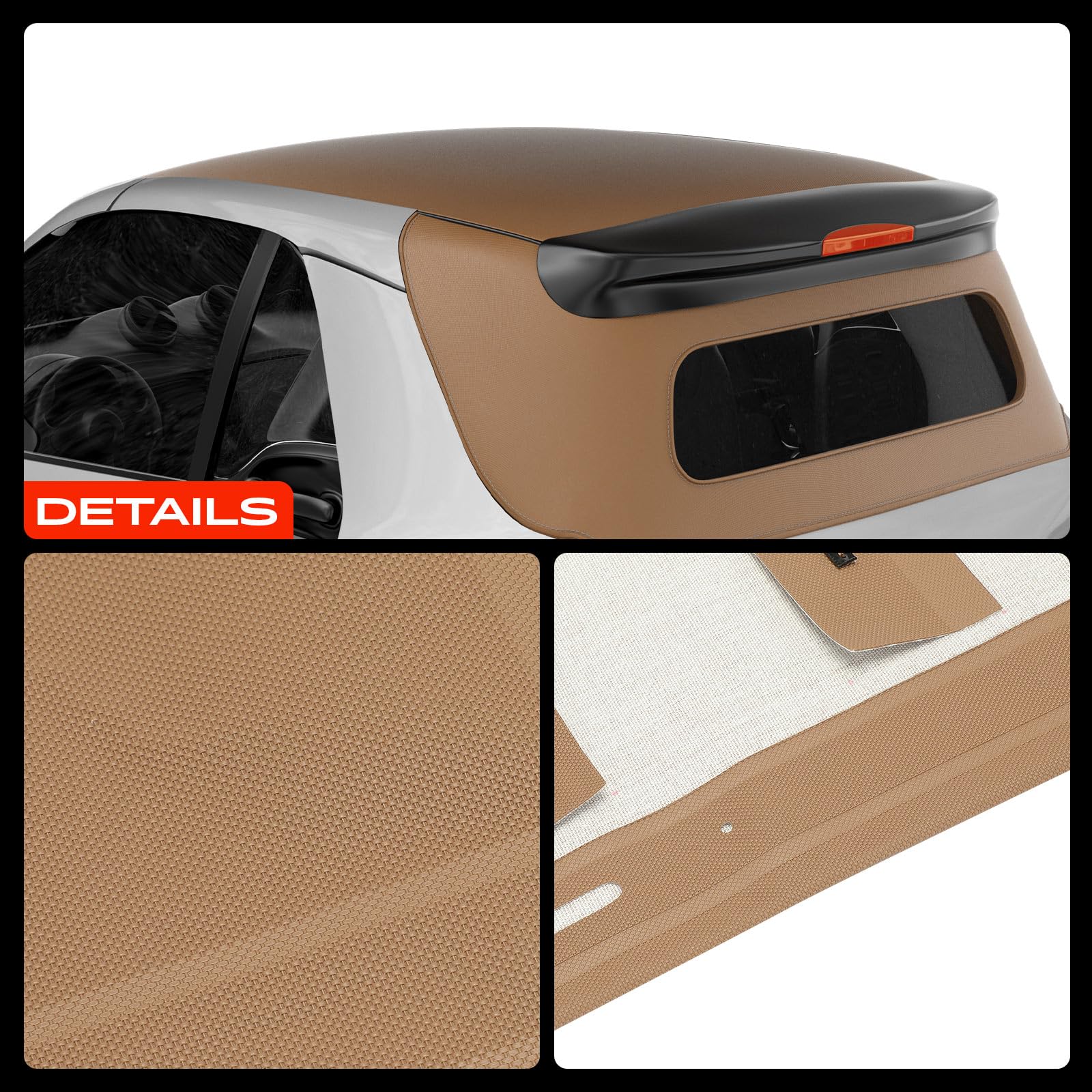 Frankberg Capote soft top marrone Compatibile con Fortwo Coupé 453 Fortwo Cabriolet 453 Fortwo Cabriolet 451 Fortwo Coupé 451 Replace# A45177804018S15
