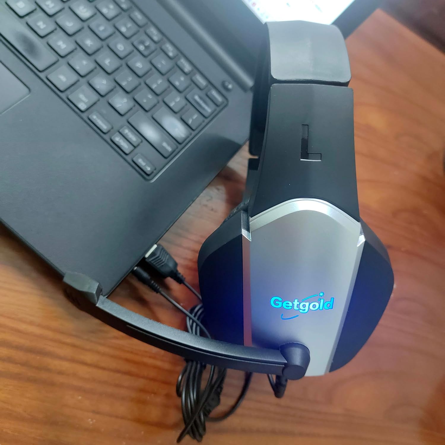 Gaming Headset with LED Light, USB and 3.5mm Audio Cables, Black